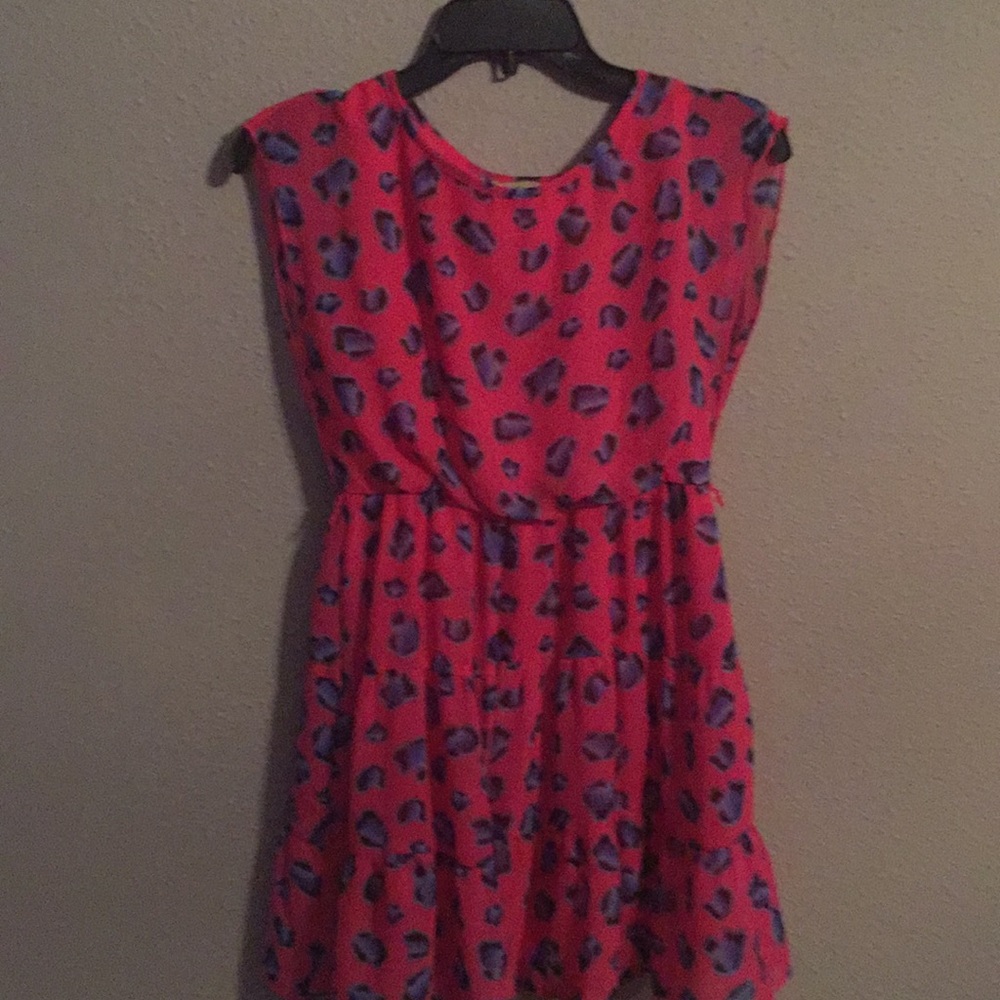 A pink leopard dress